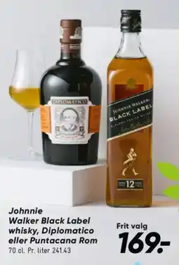 Bilka Johnnie walker black label whisky, diplomatico eller puntacana rom tilbud