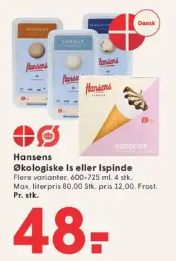 SPAR Hansens Økologiske Is eller Ispinde tilbud
