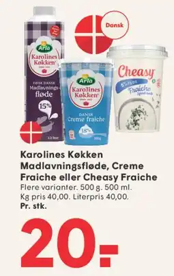SPAR Karolines Køkken Madlavningsfløde, Creme Fraiche eller Cheasy Fraiche tilbud