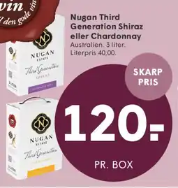 SPAR Nugan Third Generation Shiraz eller Chardonnay tilbud