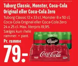 Min Købmand Tuborg Classic, Monster, Coca-Cola Original eller Coca-Cola Zero tilbud