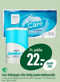 Min Købmand Care Toiletpapir / Daily Jumbo Køkkenrulle tilbud