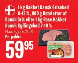 Min Købmand 1 kg hakket dansk grisekød / udvalg af dansk svinekød eller kylling tilbud