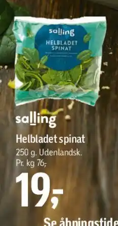 Føtex Heltbladet spinat tilbud