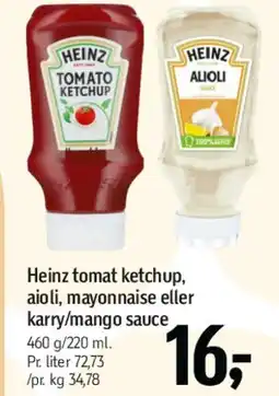 Føtex Heinz tomat ketchup / aioli / mayonnaise / karry-mango sauce tilbud