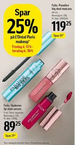 Føtex Spar 25% på L'Oréal Paris makeup tilbud
