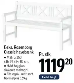 Føtex Rosenborg Classic havebænk - hvid tilbud