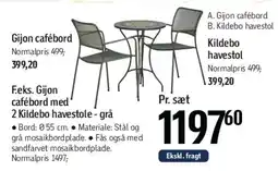 Føtex Gijon cafebord med 2 Kildebo havestole (pr. sæt) tilbud