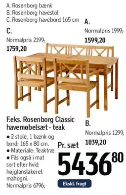 Føtex Rosenborg havemøbelsæt - teak tilbud