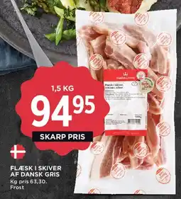 MENY Flæsk i skiver af dansk gris tilbud