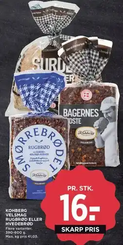 MENY Kohberg Velsmag rugbrød eller hvedebrød tilbud