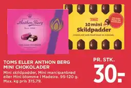 MENY Toms eller Anthon Berg mini chokolader tilbud