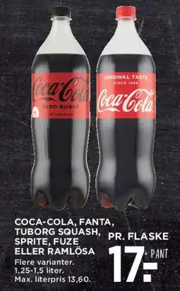 MENY Coca-Cola, Fanta, Tuborg Squash, Sprite, FuzeTea eller Ramlösa tilbud