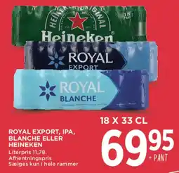 MENY Royal Export / Royal Blanche / Heineken (18 x 33 cl) tilbud