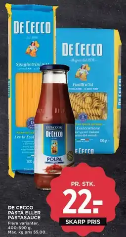 MENY De Cecco pasta eller pastasauce tilbud