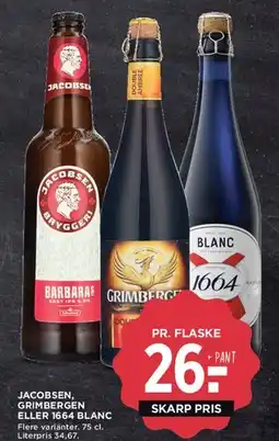 MENY Jacobsen, Grimbergen eller 1664 Blanc tilbud