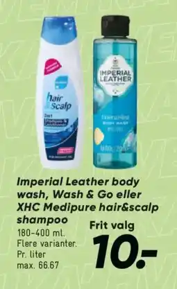 Bilka Imperial leather body wash, wash & go eller xhc medipure hair&scalp shampoo tilbud