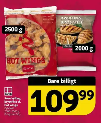 Løvbjerg Rose kylling brystfilet el. hot wings tilbud