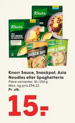 SPAR Knorr Sauce, Snackpot, Asia Noodles eller Spaghetteria tilbud