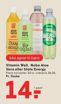 SPAR Vitamin Well, Nobe Aloe Vera eller State Energy tilbud