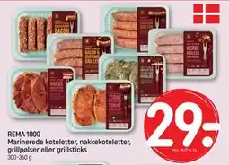 REMA 1000 REMA 1000 Marinerede koteletter, nakkekoteletter, grillpølser eller grillsticks tilbud