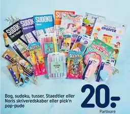 REMA 1000 Bog, sudoku, tusser, Staedtler eller Noris skriveredskaber eller pick'n pop-pude tilbud