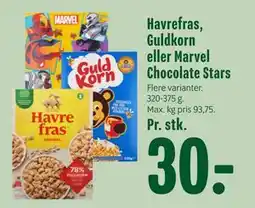 Min Købmand Havrefras, Guldkorn eller Marvel Chocolate Stars tilbud