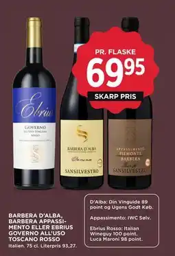 MENY BARBERA D’ALBA, BARBERA APPASSIMENTO ELLER EBRIUS GOVERNO ALL’USO TOSCANO ROSSO tilbud