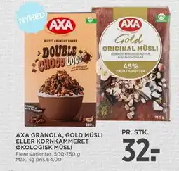 MENY AXA GRANOLA, GOLD MÜSLI ELLER KORNKAMMERET ØKOLOGISK MÜSLI tilbud
