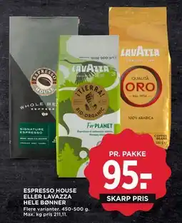 MENY ESPRESSO HOUSE ELLER LAVAZZA HELE BØNNER tilbud