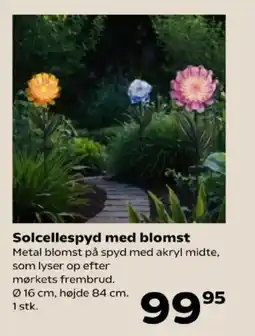 Kvickly Solcellespyd med blomst tilbud