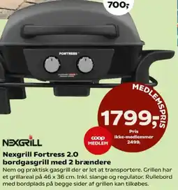 Kvickly Nexgrill Fortress 2.0 bordgasgrill med 2 brændere tilbud