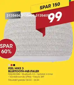 Punkt1 FEEL HIKE 3 Bluetooth-højtaler FEELHIKE3BK tilbud