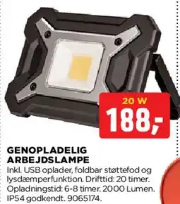 jem & fix Genopladelig arbejdslampe tilbud