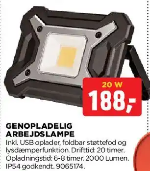 jem & fix Genopladelig arbejdslampe tilbud