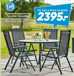 Bilka Egeholm havebord med 4 Fjordkær havestole (pr. sæt) tilbud