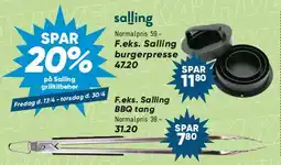 Bilka Salling grilltilbehør (burgerpresse / BBQ-tang) tilbud