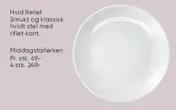Bilka Hvid Relief middagstallerken tilbud