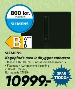 Bilka Siemens kogeplade med indbygget emhætte tilbud