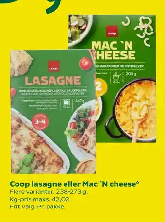 Coop 365 Coop lasagne eller Mac 'N cheese tilbud