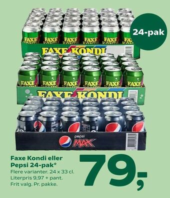 Coop 365 Faxe Kondi eller Pepsi 24-pak tilbud