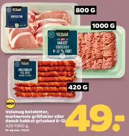 Netto Velsmag koteletter / marinerede grillpølser / hakket grisekød tilbud