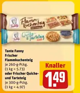REWE DE Tante Fanny Frischer Flammkuchenteig oder Frischer Quiche- und Tarteteig tilbud