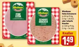 REWE DE Wiesbauer Feine Extrawurst oder Scharfe Knacker tilbud