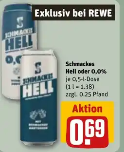 REWE DE Schmackes Hell oder 0,0% tilbud