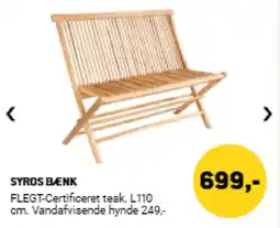 XL-BYG Syros bænk tilbud