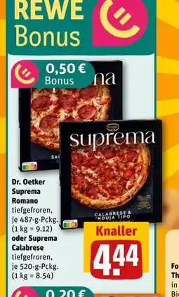 REWE DE Dr. Oetker Suprema Romano tiefgefroren oder Suprema Calabrese tiefgefroren, EUR 4.44 tilbud