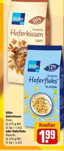 REWE DE Kölln Haferkissen oder Haferfleks, EUR 1.99 tilbud