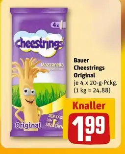 REWE DE Bauer Cheestrings Original, EUR 1.99 tilbud
