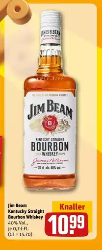 REWE DE Jim Beam Kentucky Straight Bourbon Whiskey, EUR 10.99 tilbud